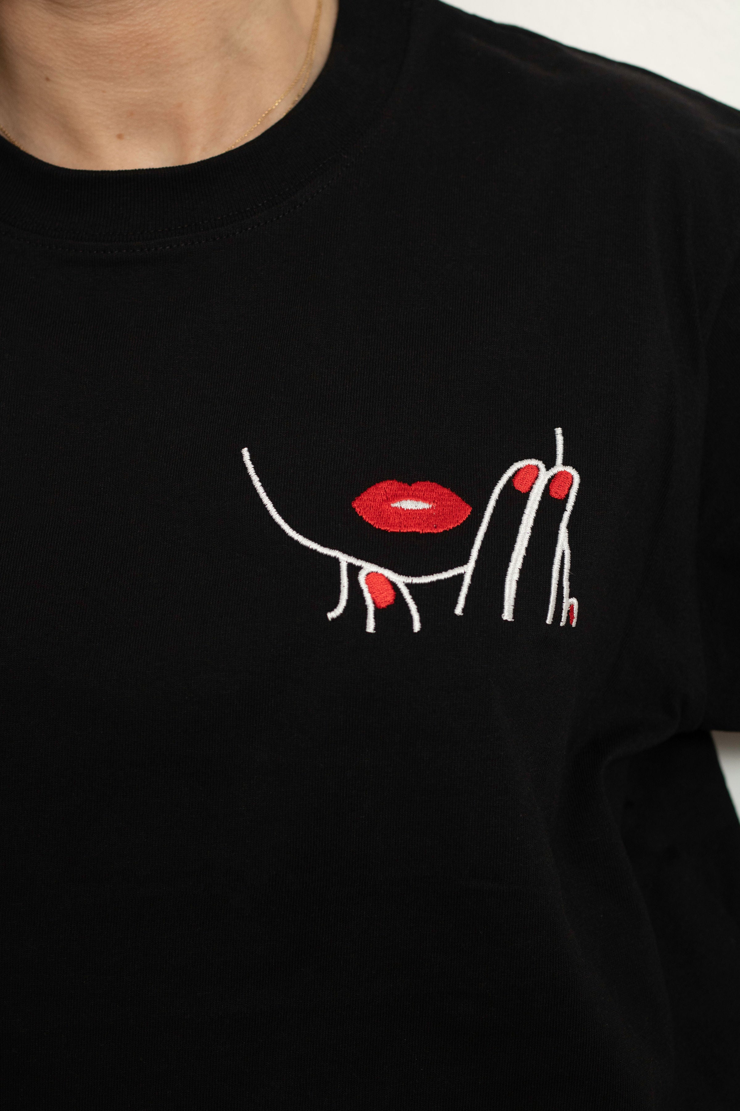 TEE-SHIRT NOIR LEVRES