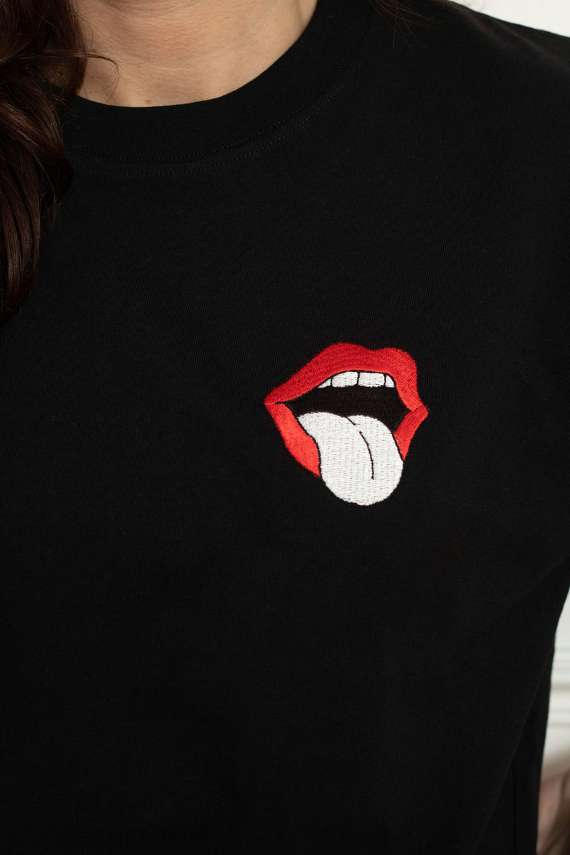 TEE-SHIRT NOIR LANGUE
