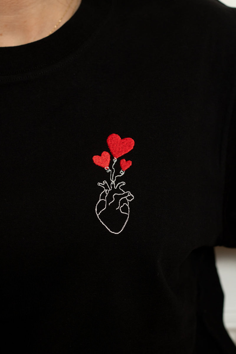 TEE-SHIRT NOIR COEUR COEUR