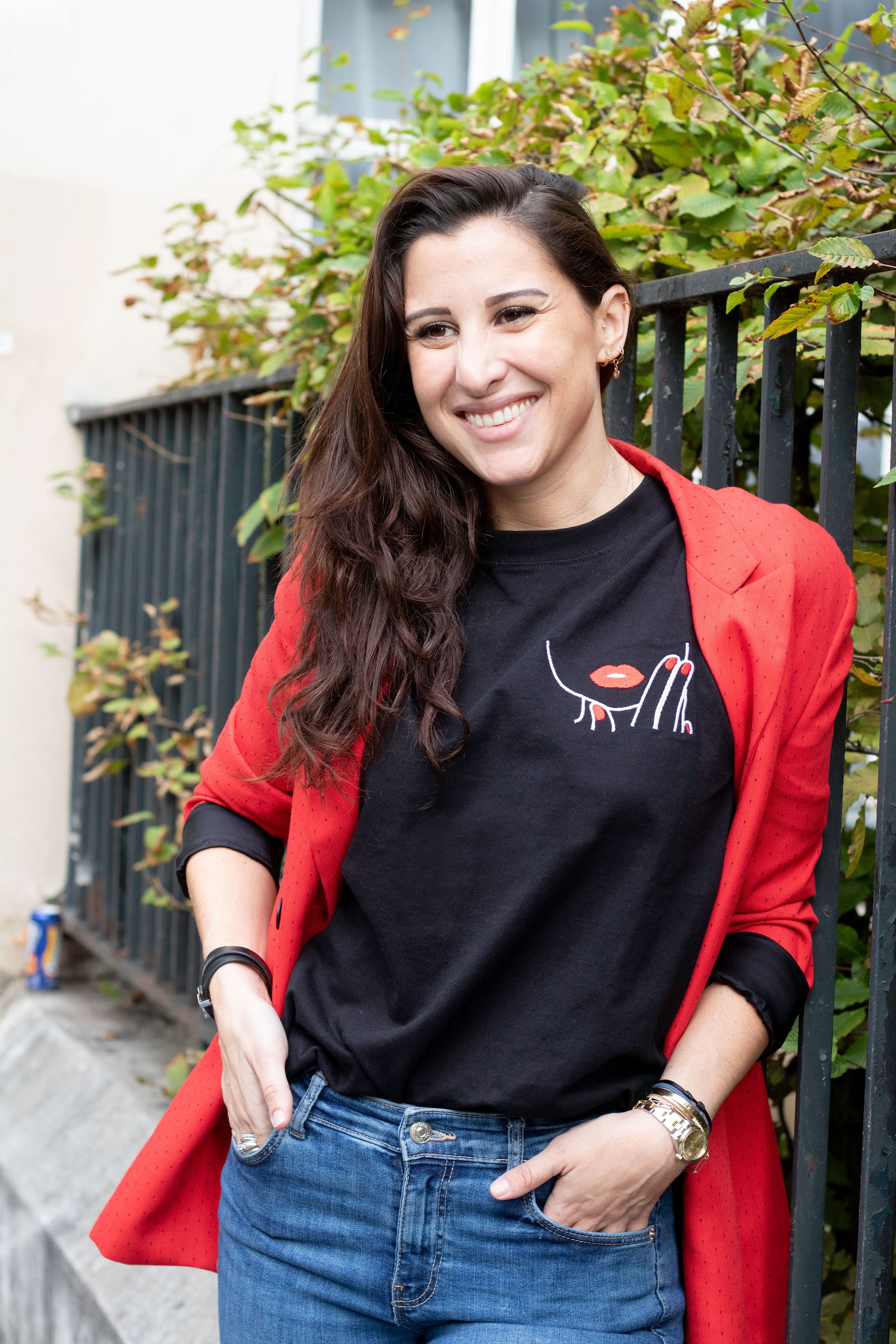 TEE-SHIRT NOIR LEVRES