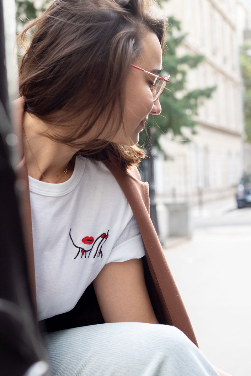 TEE-SHIRT BLANC LEVRES