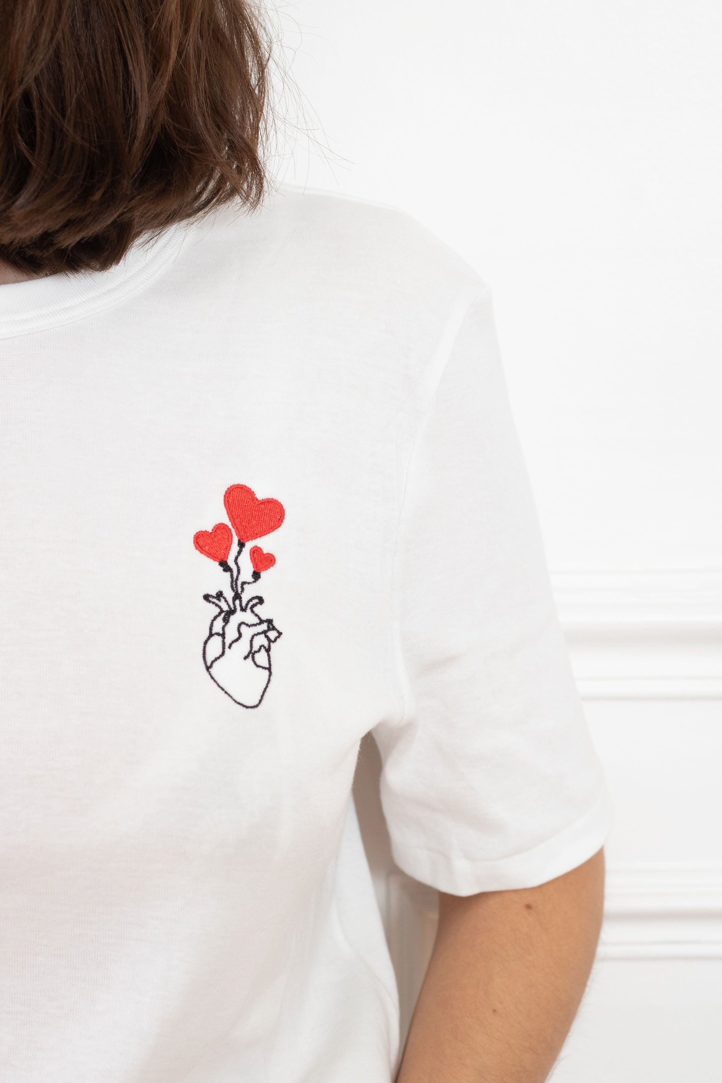 TEE-SHIRT BLANC COEUR COEUR