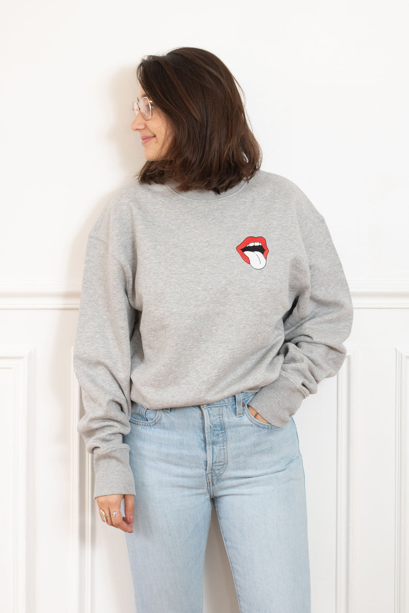 SWEAT GRIS LANGUE