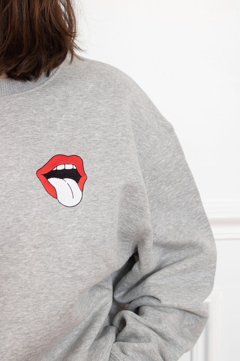 SWEAT GRIS LANGUE