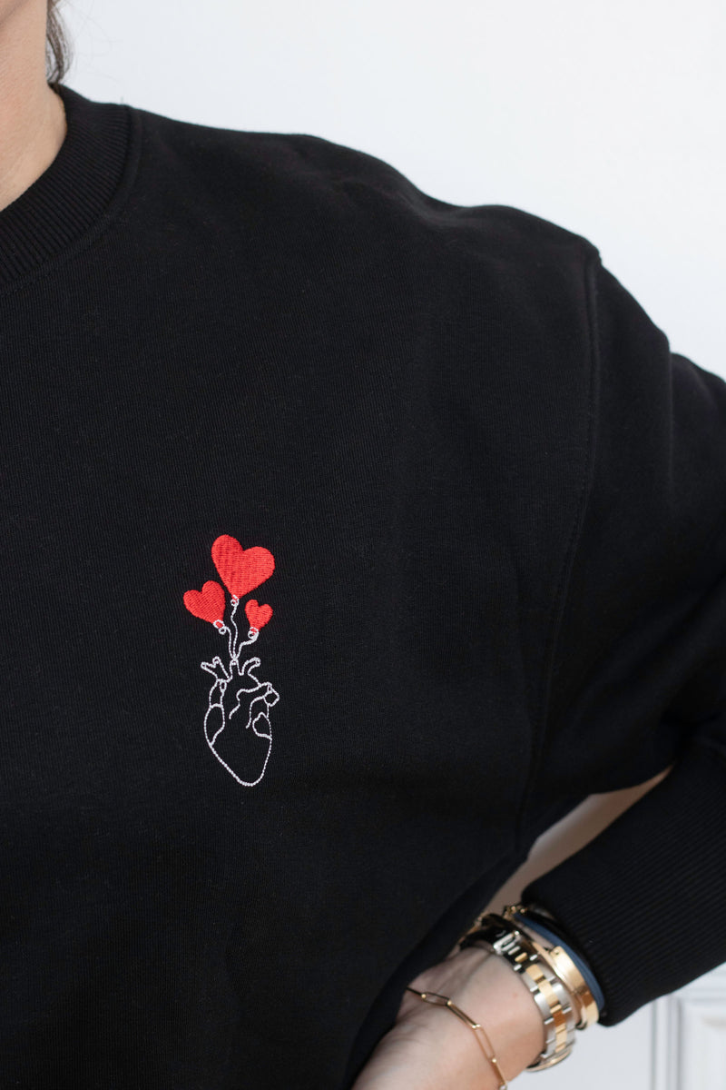SWEAT NOIR COEUR COEUR