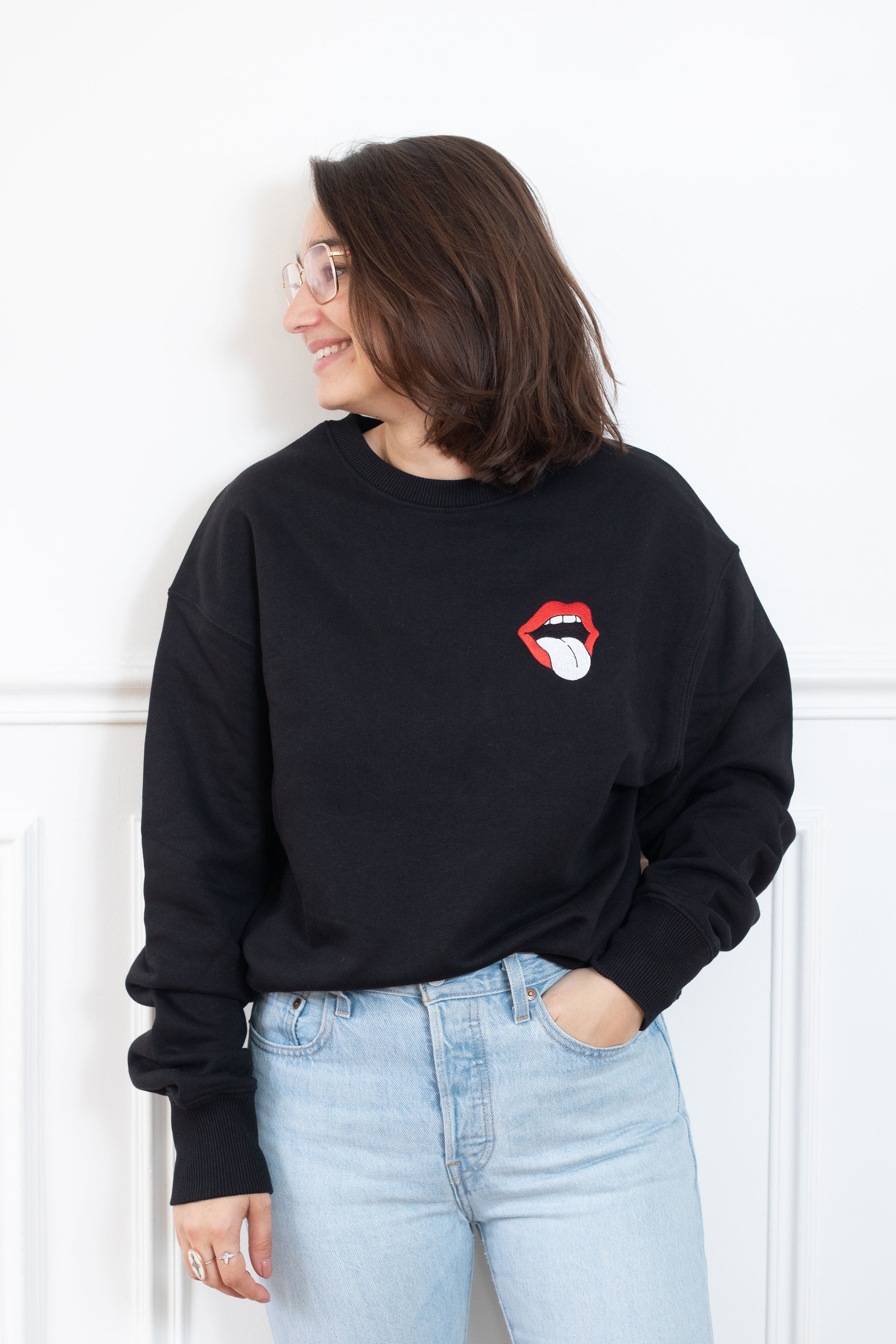SWEAT NOIR LANGUE