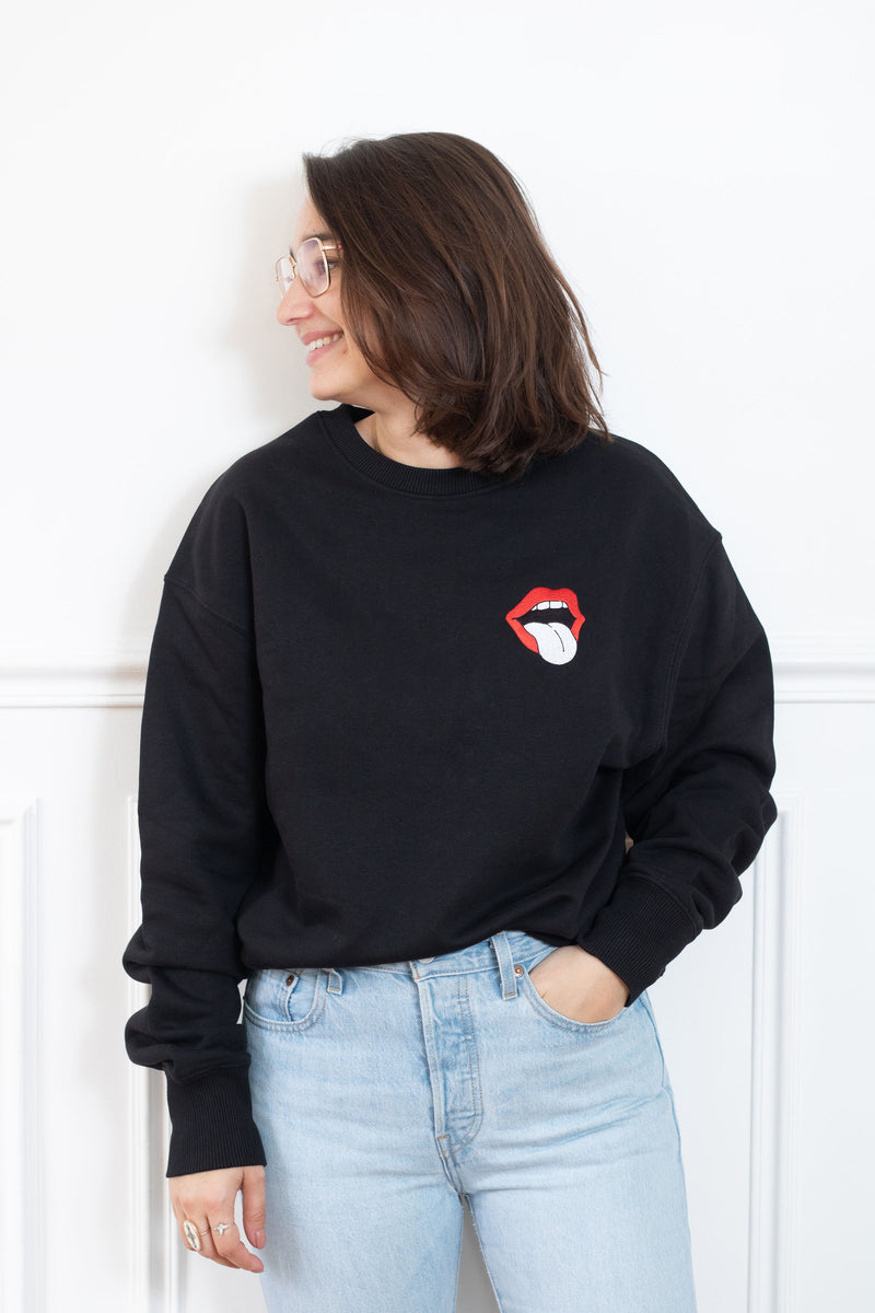 SWEAT NOIR LANGUE