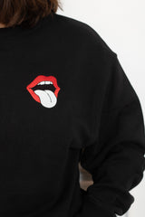 SWEAT NOIR LANGUE