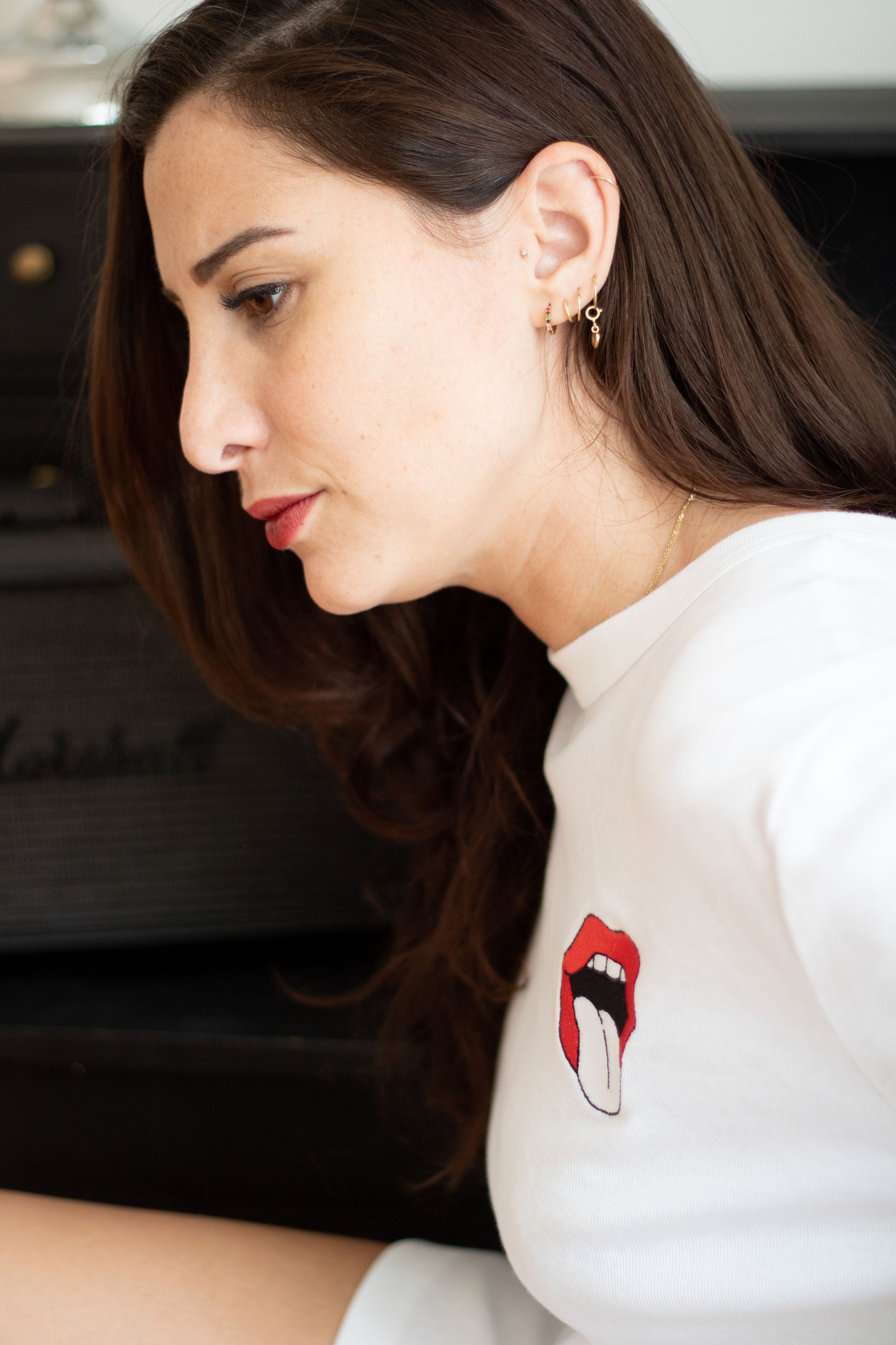 TEE-SHIRT BLANC LANGUE