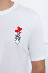TEE-SHIRT BLANC COEUR COEUR