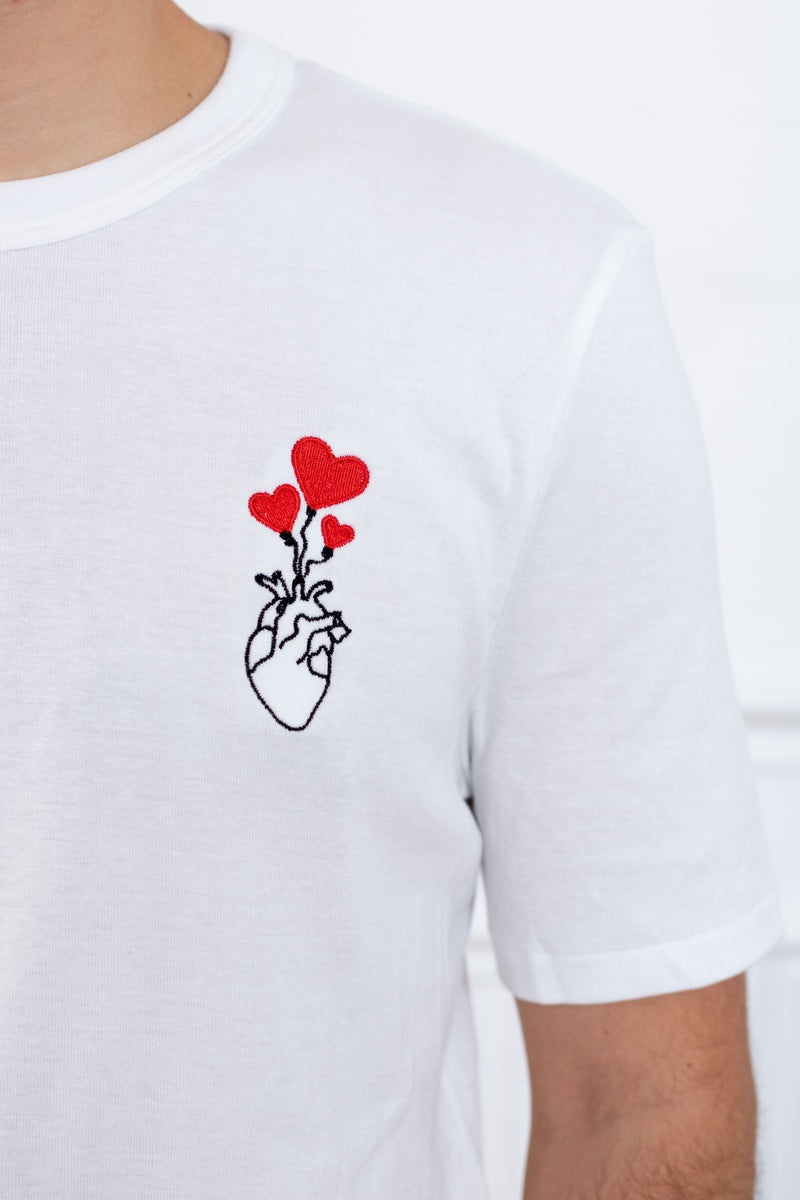 Teeshirt Blanc Homme • Tee shirt Coeur • Vague d'Amour