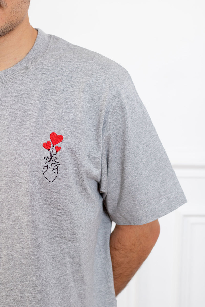 TEE-SHIRT GRIS COEUR COEUR