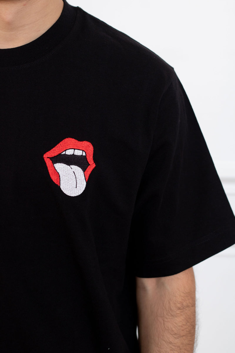 TEE-SHIRT NOIR LANGUE