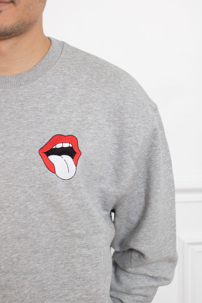 SWEAT GRIS LANGUE