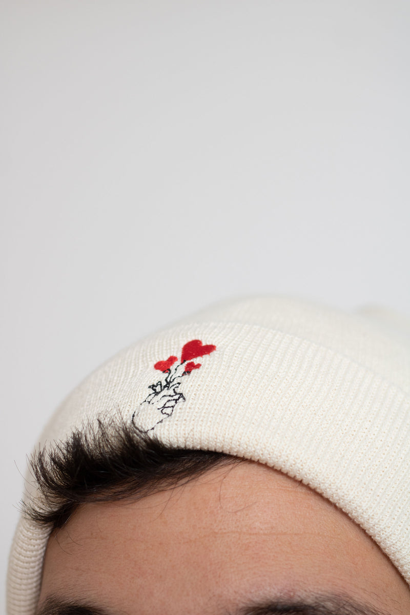 BONNET BLANC COEUR COEUR