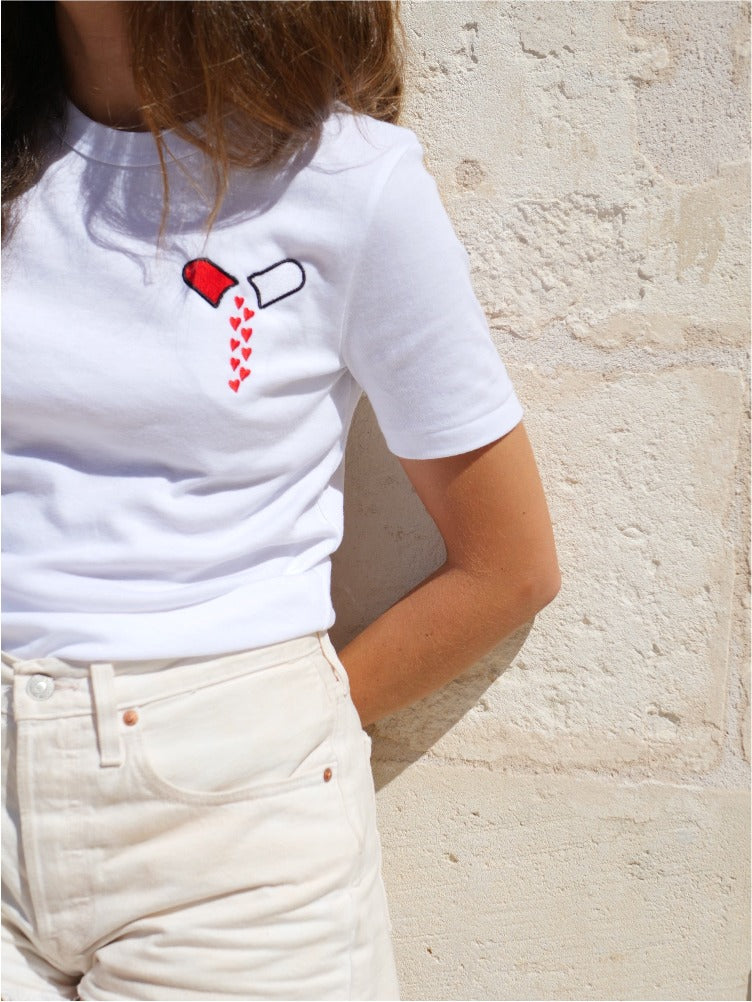 TEE-SHIRT BLANC GELULE