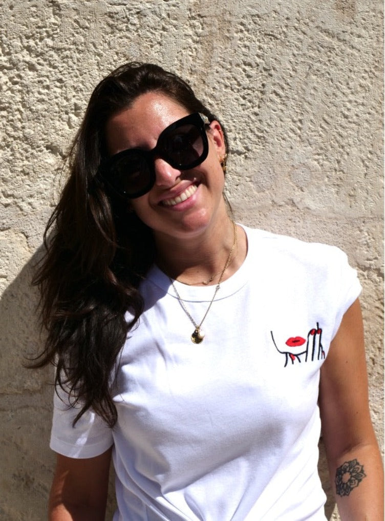 TEE-SHIRT BLANC LEVRES